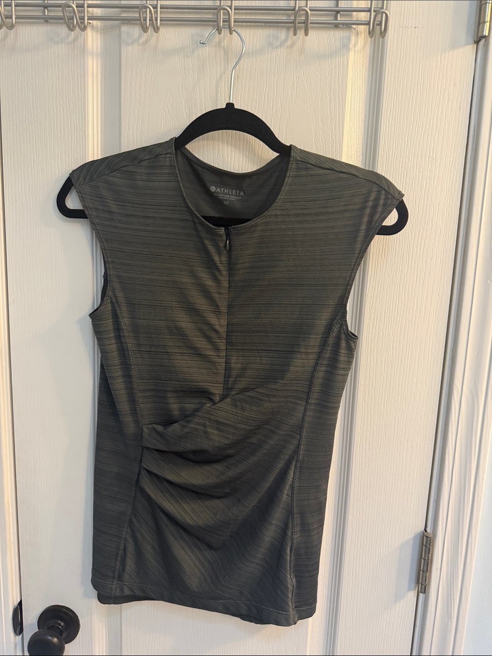 Athleta Sleeveless Gray Striped Draped Top
